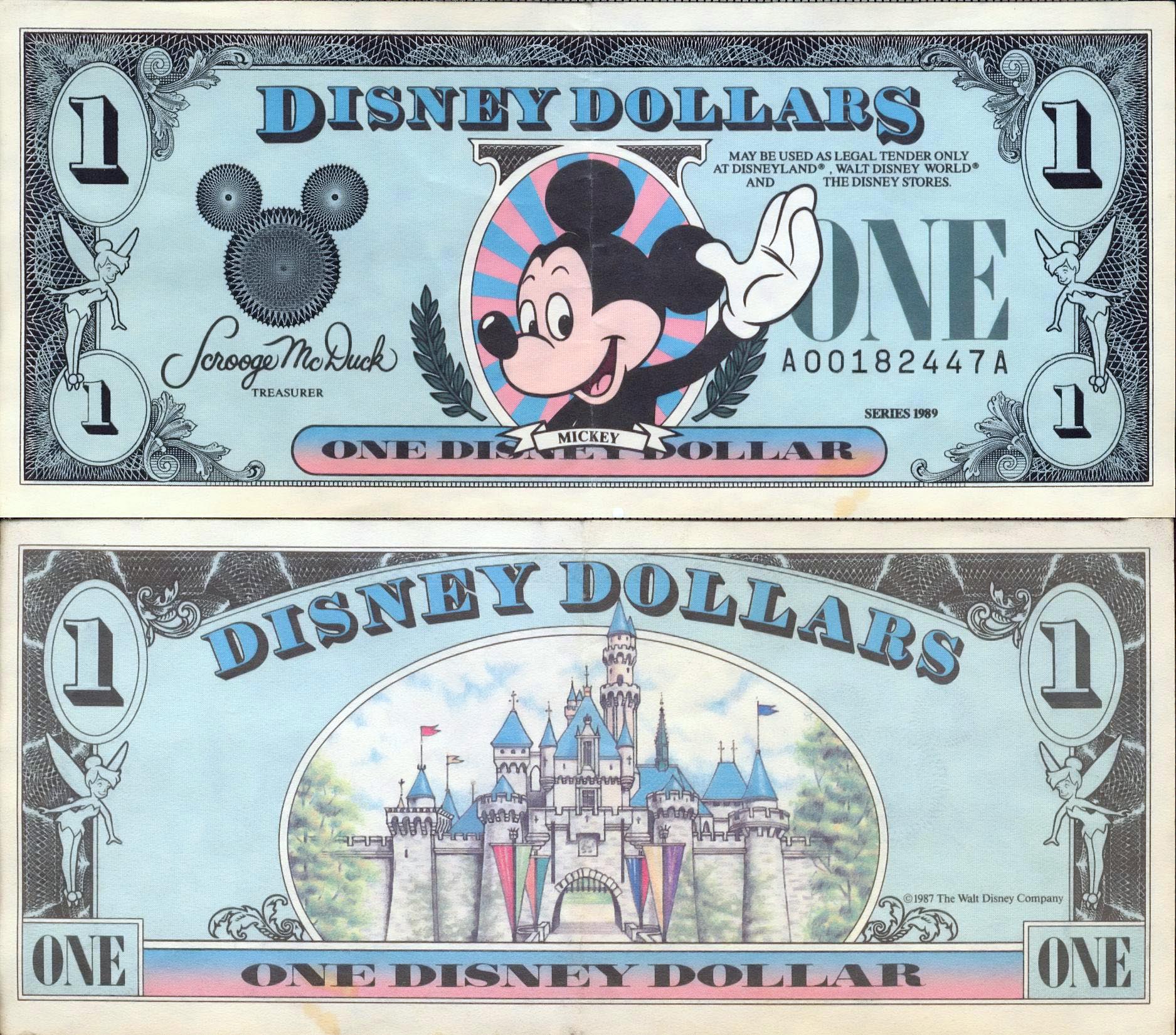 Set of 3 Mickey Dumbo Pirates Disney Dollars $1 UNC 2011 F 2005 D 2009 D Dollar 