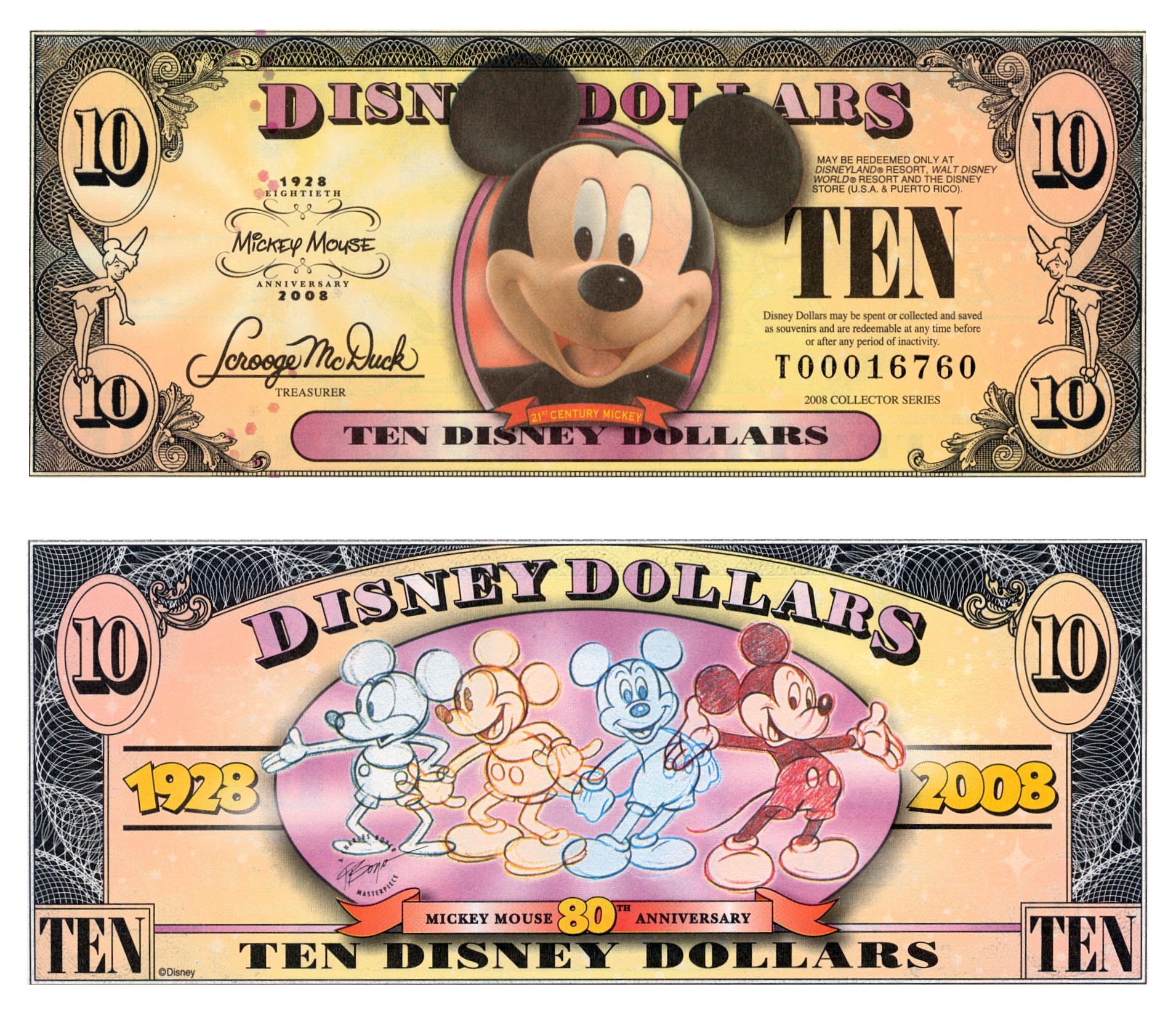 1-Minnie Mouse Dollar Bill  Fake Play Disney Cartoon Money Fun  Gift L4 